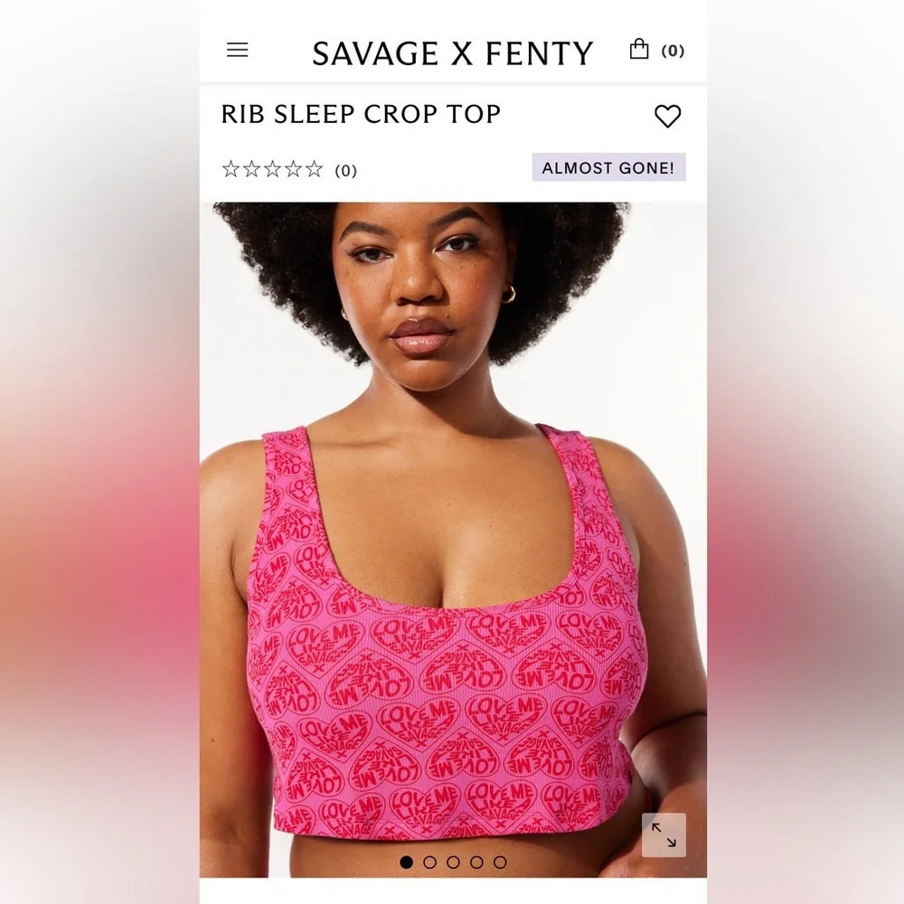 💰Savage X Fenty by Rihanna NWT rib sleep crop top pink size 3XL (20-22)